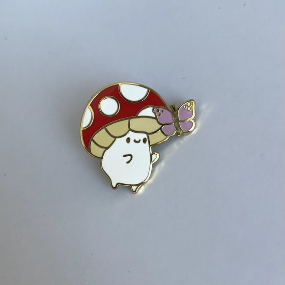 *50% OFF! Mushroom friend enamel pin butterfly friends gold red butterflies - Picture 4 of 4